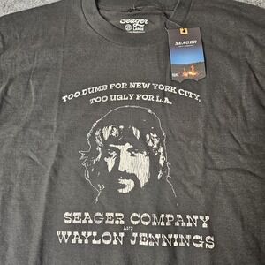 NWT Seager X Waylon Jennings Dumb Ugly Tshirt Black Size Large Classic Country